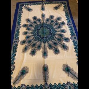 Tapestry 💯cotton tael green peacock feather